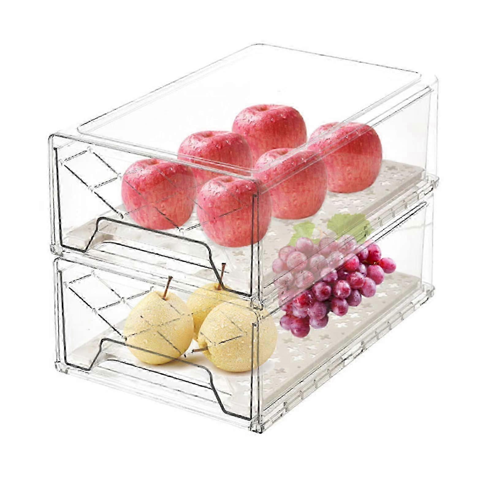 2 PACK Stackable Fridge Organizer B for Kitchen Refrigerator 12.6'L x 8.1'W x 4.3'H 2025