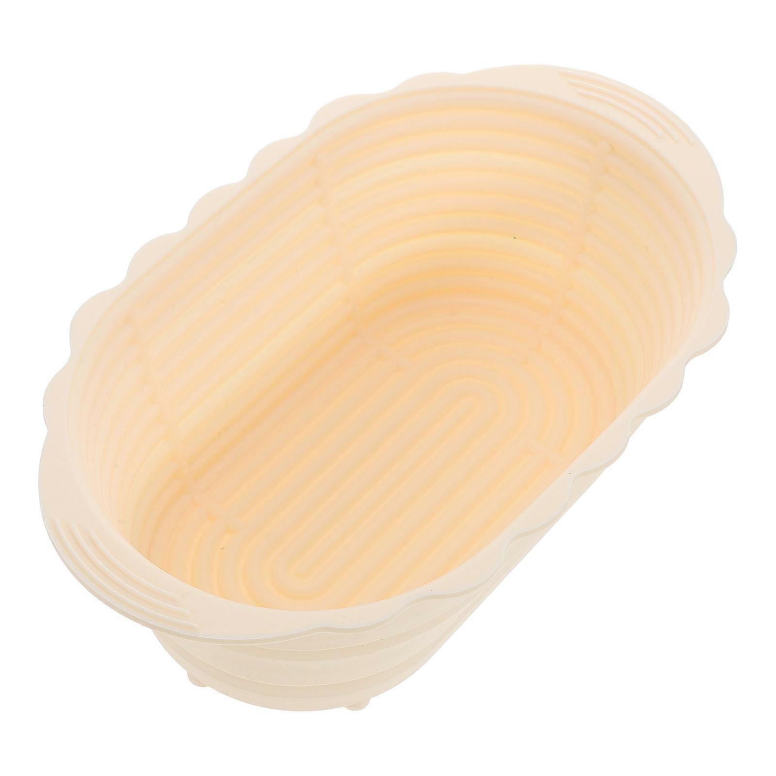 Foldable Silicone Oval Bread Proofing Basket for Kitchen Use Beige