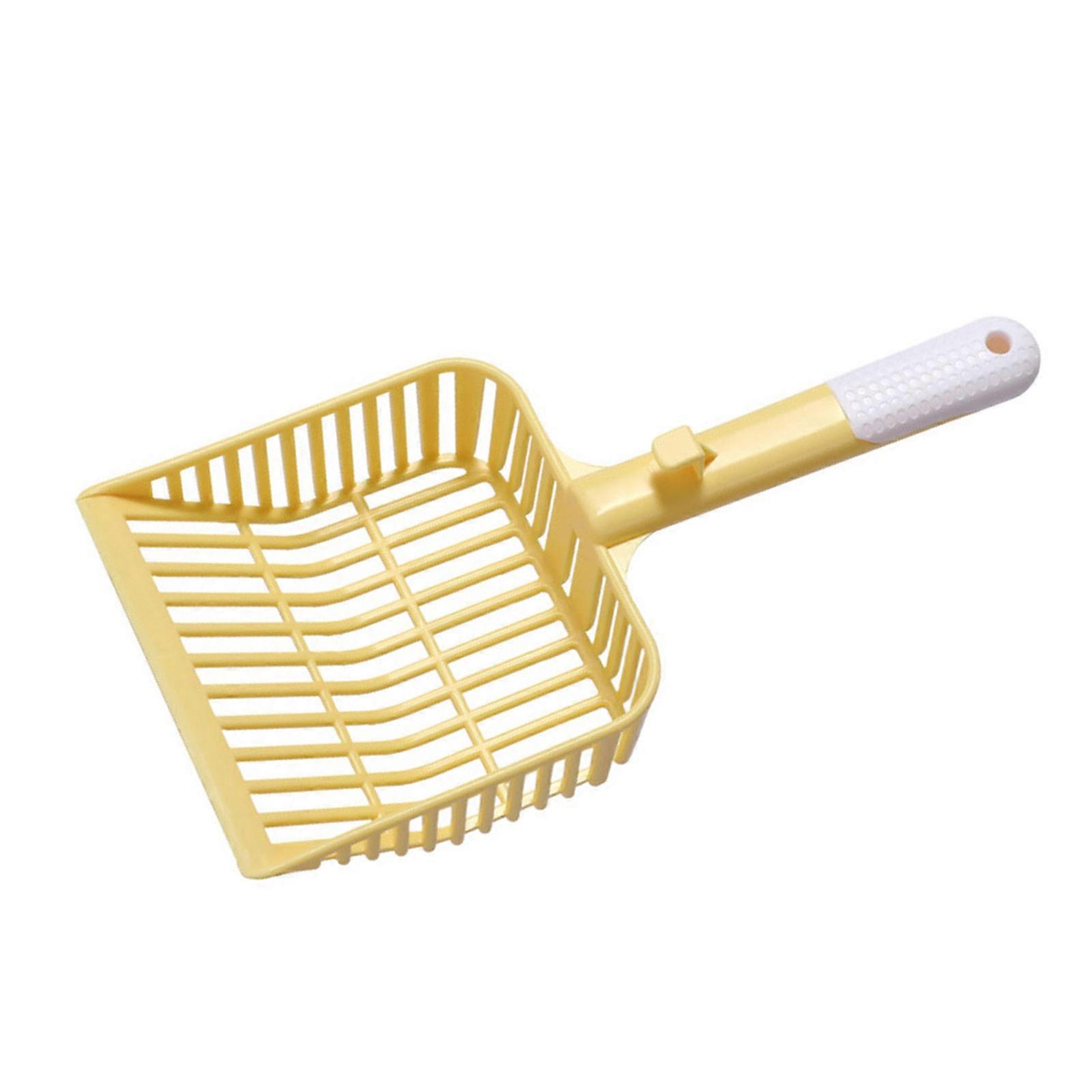 Plastic Cats Litters Scoops,Litters Scooper Sifter Kitten Poop Lifter with Long Handle for Easy and Efficient Cleaning  Yellow