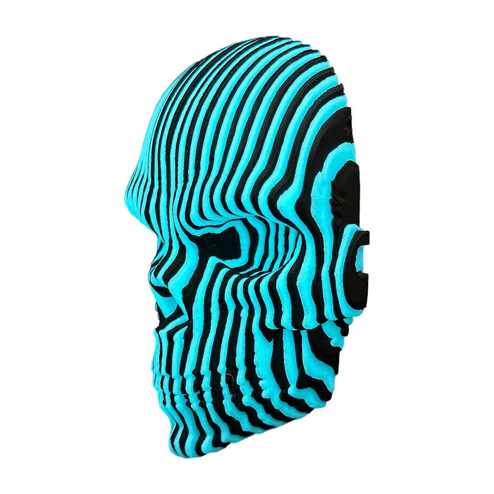 Two Material Vertical Stripes Glow In The Dark Skull Sculpture Flexible 3D Printed Novelty Desk Decors  Black and luminous b