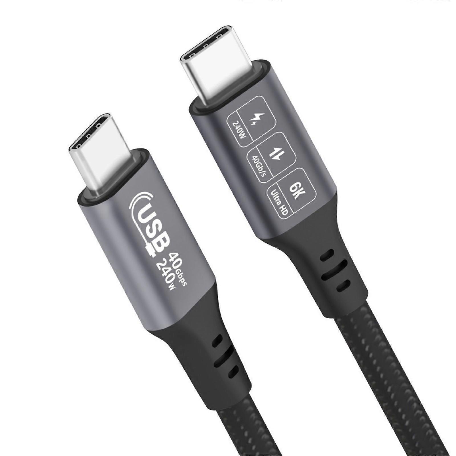 USB4 Type C Cable 240W Power Delivery 40Gbps Data Transfer Fast speed 6K Video Cable For 3/4 Nylons Multicolor