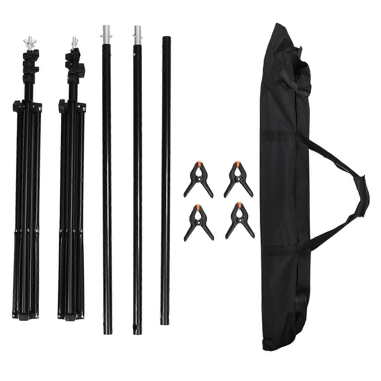 Photo Backdrop Stand Kit Aluminum Alloy Adjustable Background Support System with Spring Clamps for 
