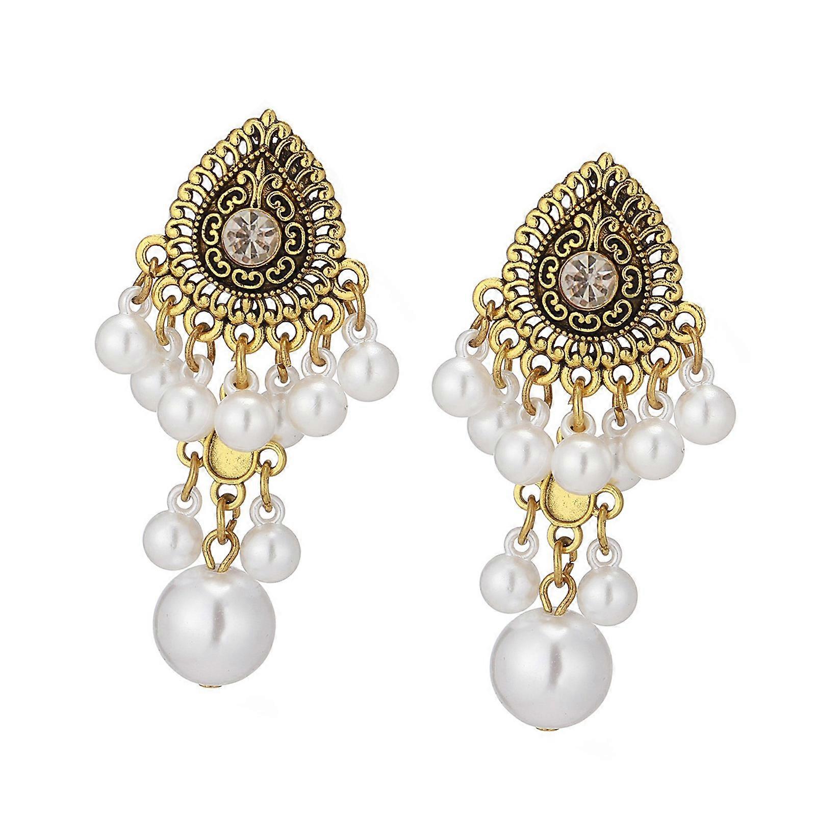 Elegant Drop Earrings Highlighting Shingle And Clear Beads Thin Metal Mixture Formal Accessories Multicolor