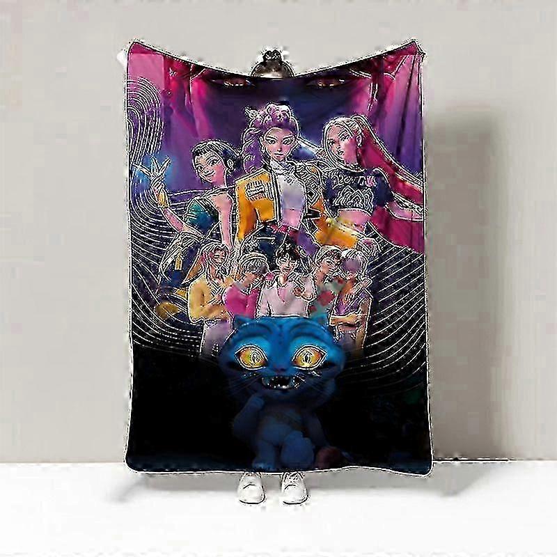 K-pop Demon Hunters Themed Flannel Throw Blanket Lunch Break Blanket Quilt Sofa Blanket x