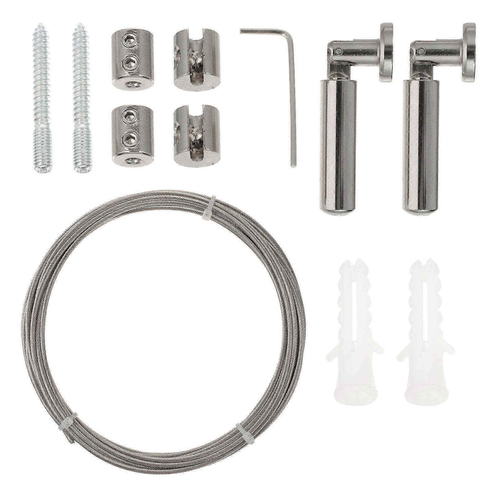 1 Set 5M Stainless Steel Clothes Hanging String Curtain Drape Wire Rod Set