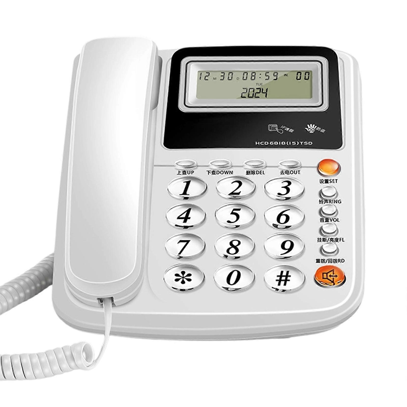 Corded Desk Phone Fix Landline Telephone For Clear Conversation In Home Or Hotel Constructed Quick Access Button  White