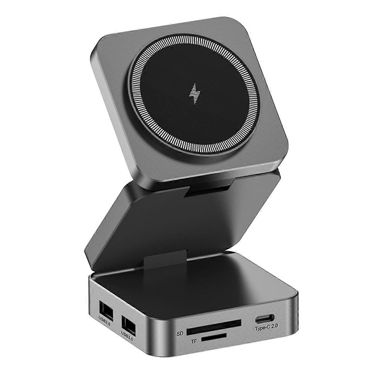 10 in 1 Docking Station Aluminum Alloy Magnetic Suction Wireless Fast Charging Hub External Computer USB Hub