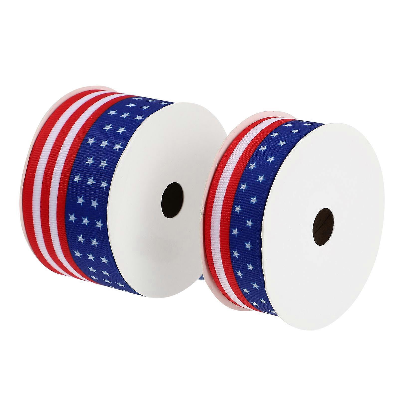 American Independence Theme Packing Ribbon 2.5cm Width x 10 Yards Perfect For Crafters Multi Use Ideal For DIY Production 2 Rolls