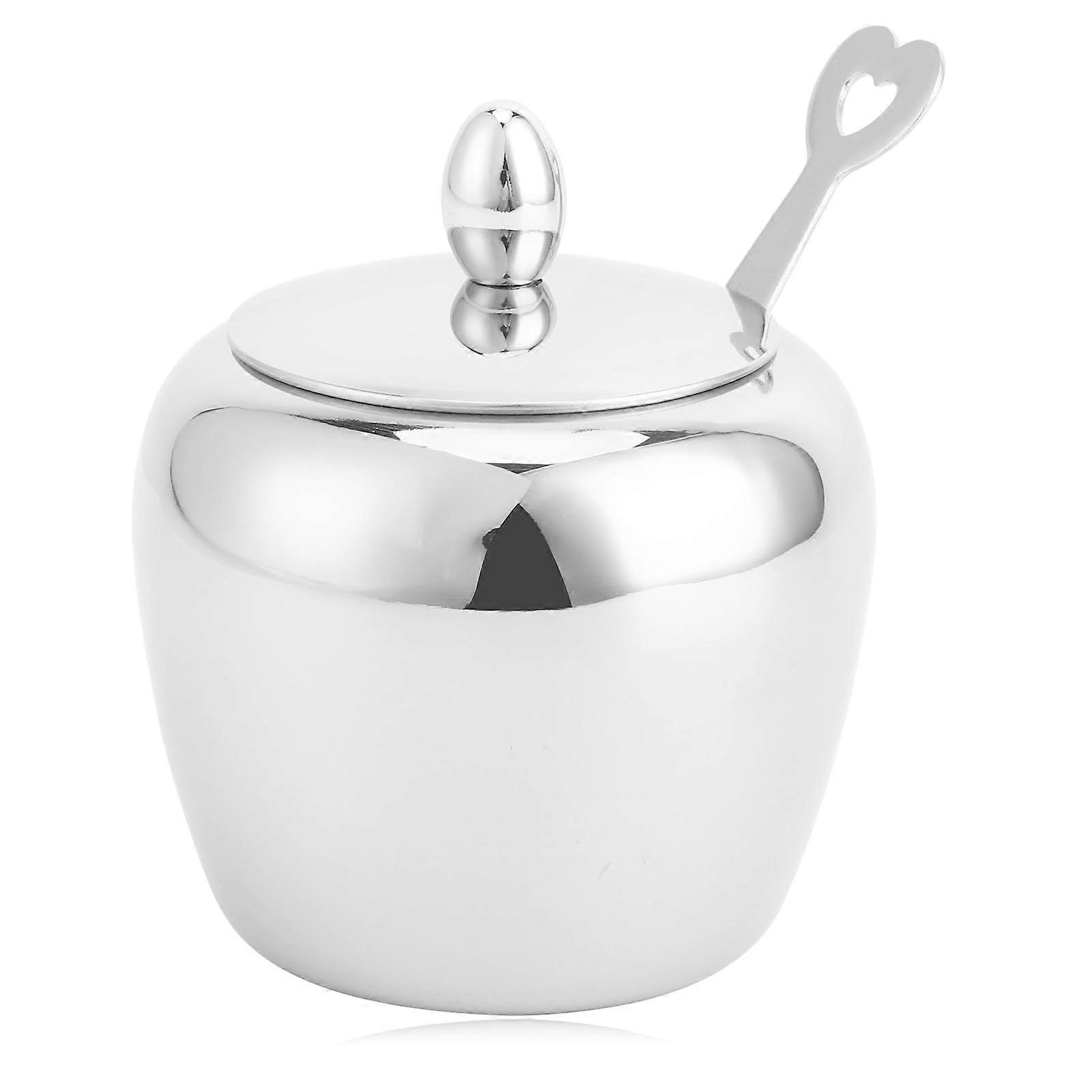 304 Stainless Steel Sugar Bowl with Spoon, Rustproof Salt Container for Versatile Kitchen Use