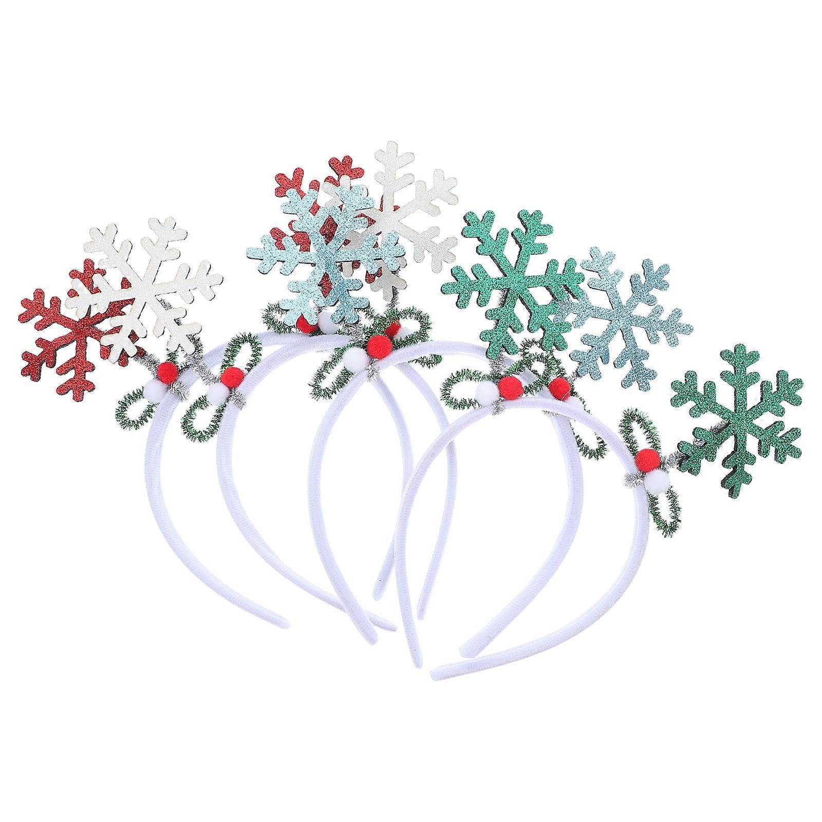 Christmas Snowflake Headband for Party 4Pcs Glitter Snowflake Headpiece Assorted