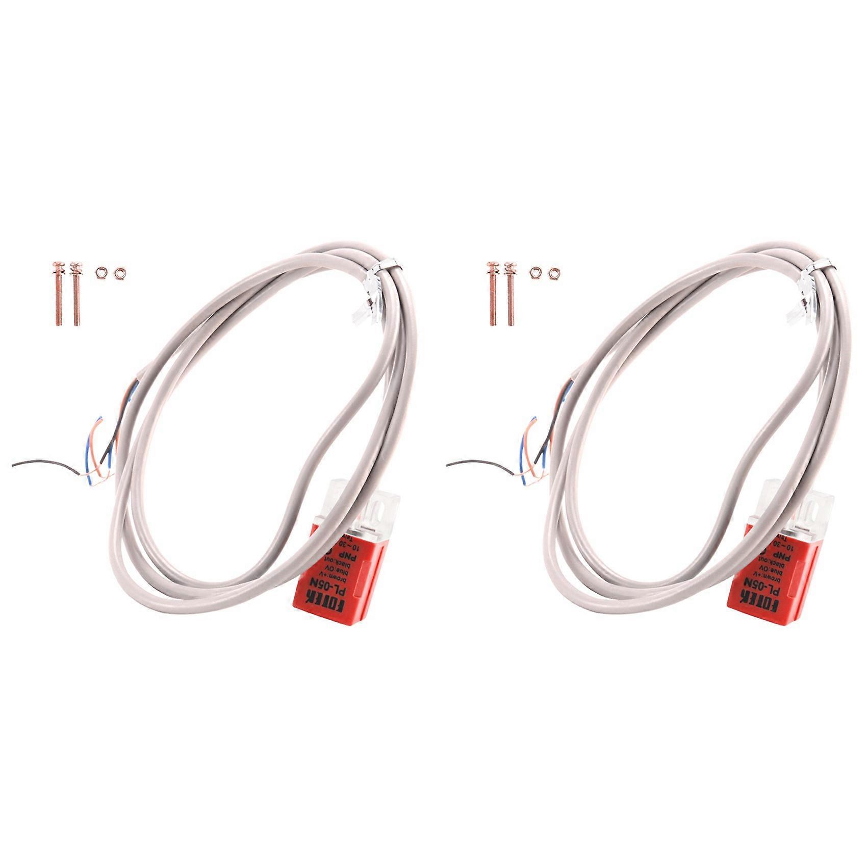 2X PL-05N/P DC 10-30V NPN NO 5mm Square Inductive Proximity Sensor Switch 3 Wire P with Screws