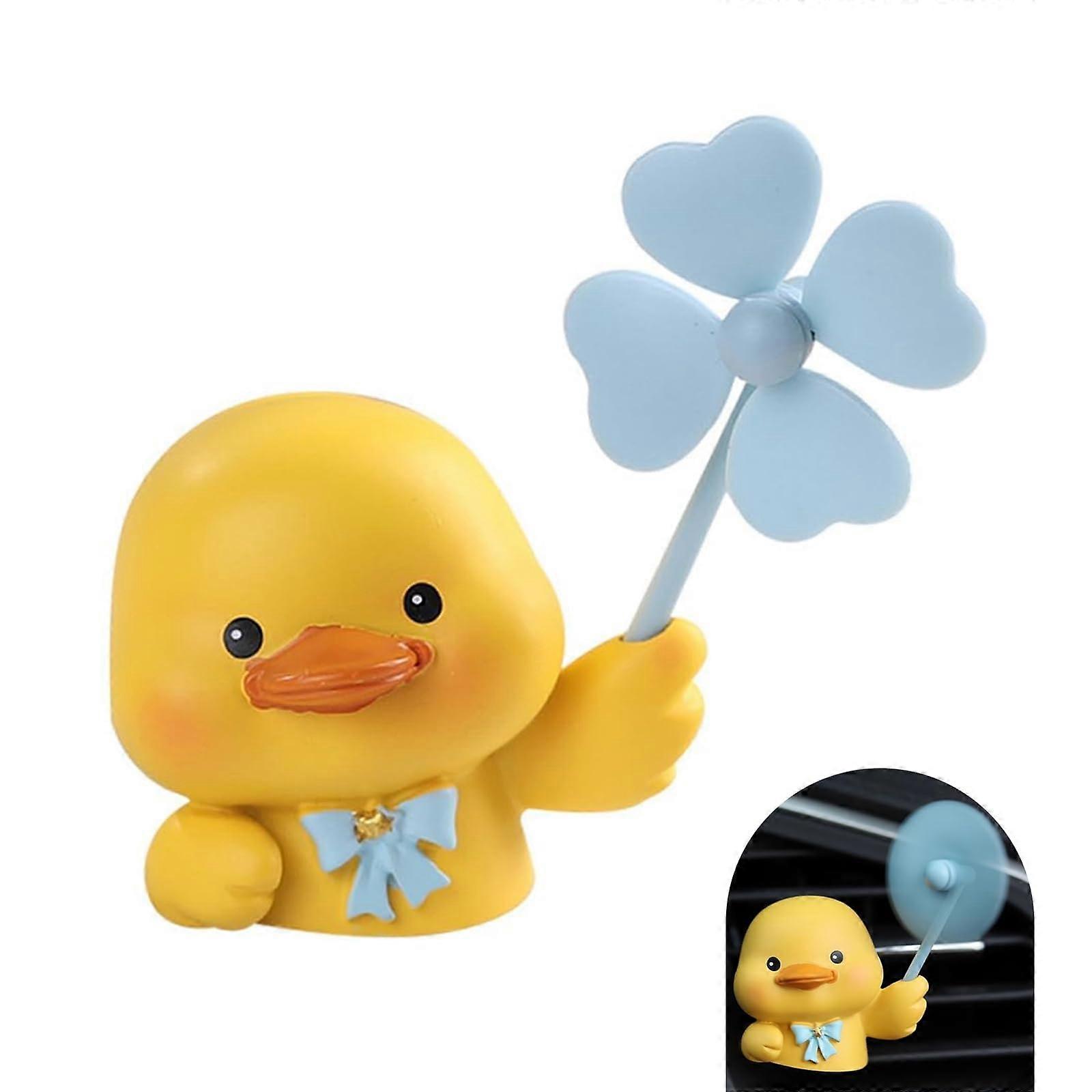 Cute Duck Car Air Freshener Vent Clip with Rotating Windmill Design and 2 Scented Pads