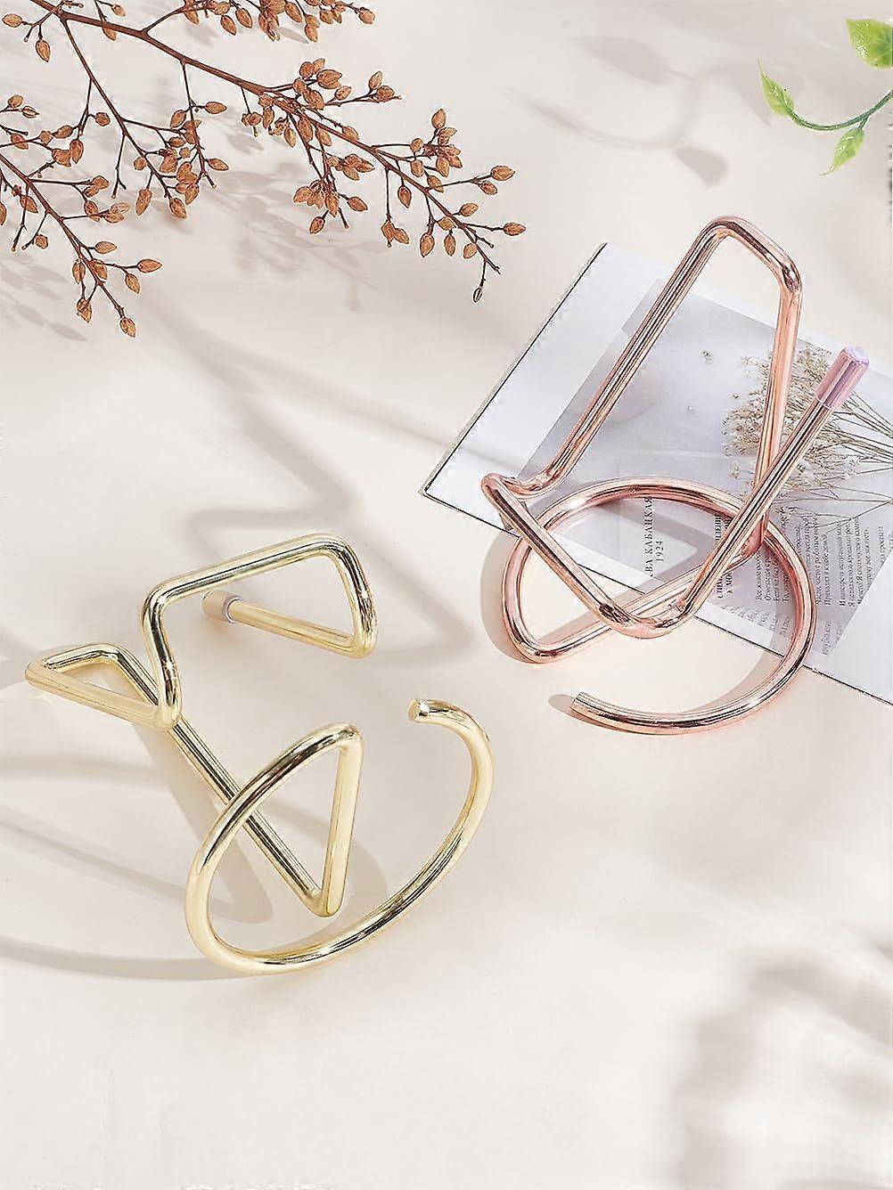 2Pcs 2 Colors Cell Phone Stand Business Card Holder Mobile Phone Holder Iron Cellphone Display Frame Metal Wire Cellphone Cradle Dock for All Mobile S