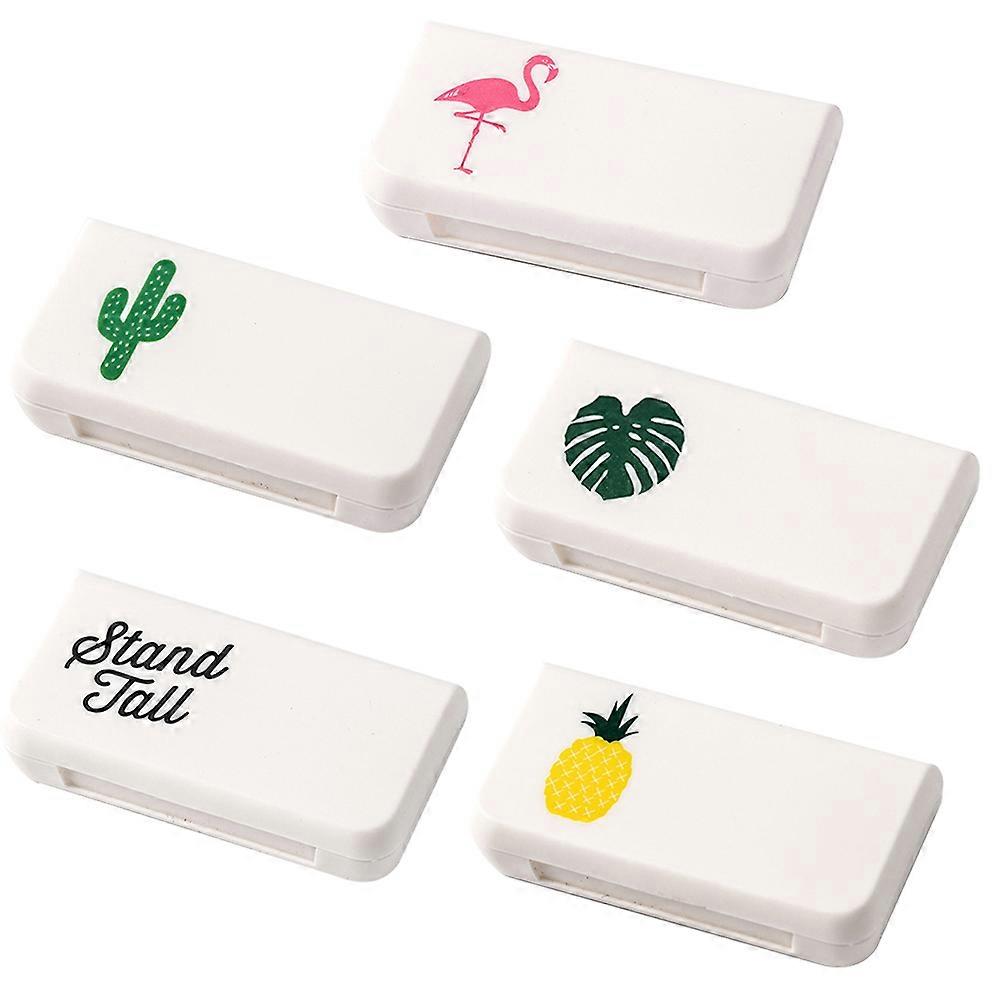 Portable Pill Organizer Case For Daily Use Assorted Color Rectangular Travel Storage 5Pcs