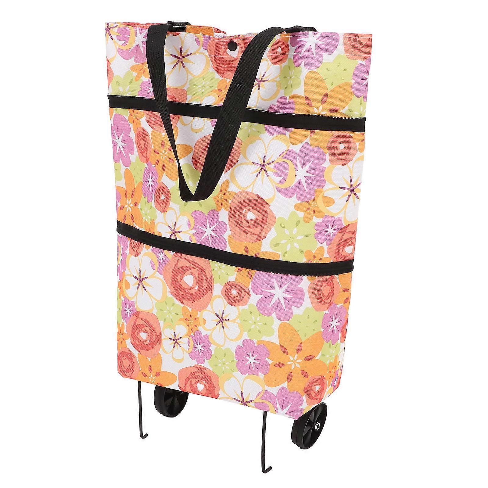 Foldable Shopping Cart With Wheels Rectangular Design Shopping Assistance For Adults 1Pack