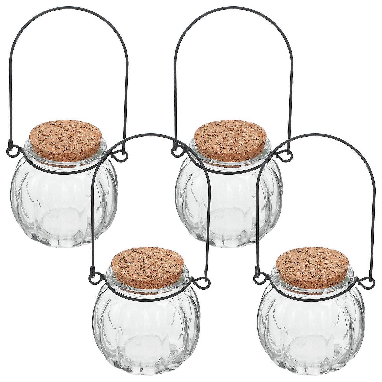 Transparent Glass Pumpkin Candy Jar for Hanging Storage 4Pcs Set