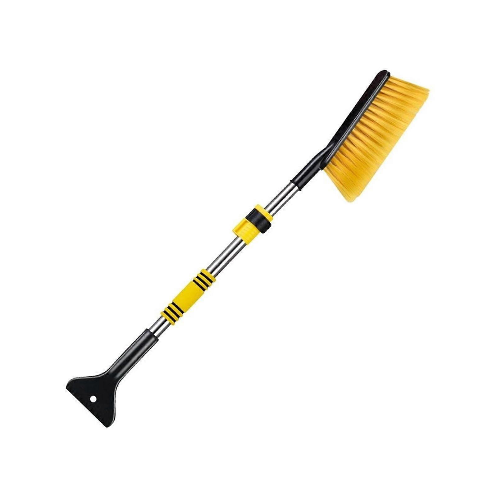 3in1 Car Snow Brush with Ice Scraper and Shovel, Long Handle, NonSlip Grip, Yellow