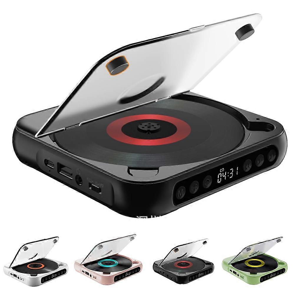 Portable CD Player Bluetooth 5.3 With USB LCD Screen 2000mAh Battery BuiltIn Speakers And Headphones Black