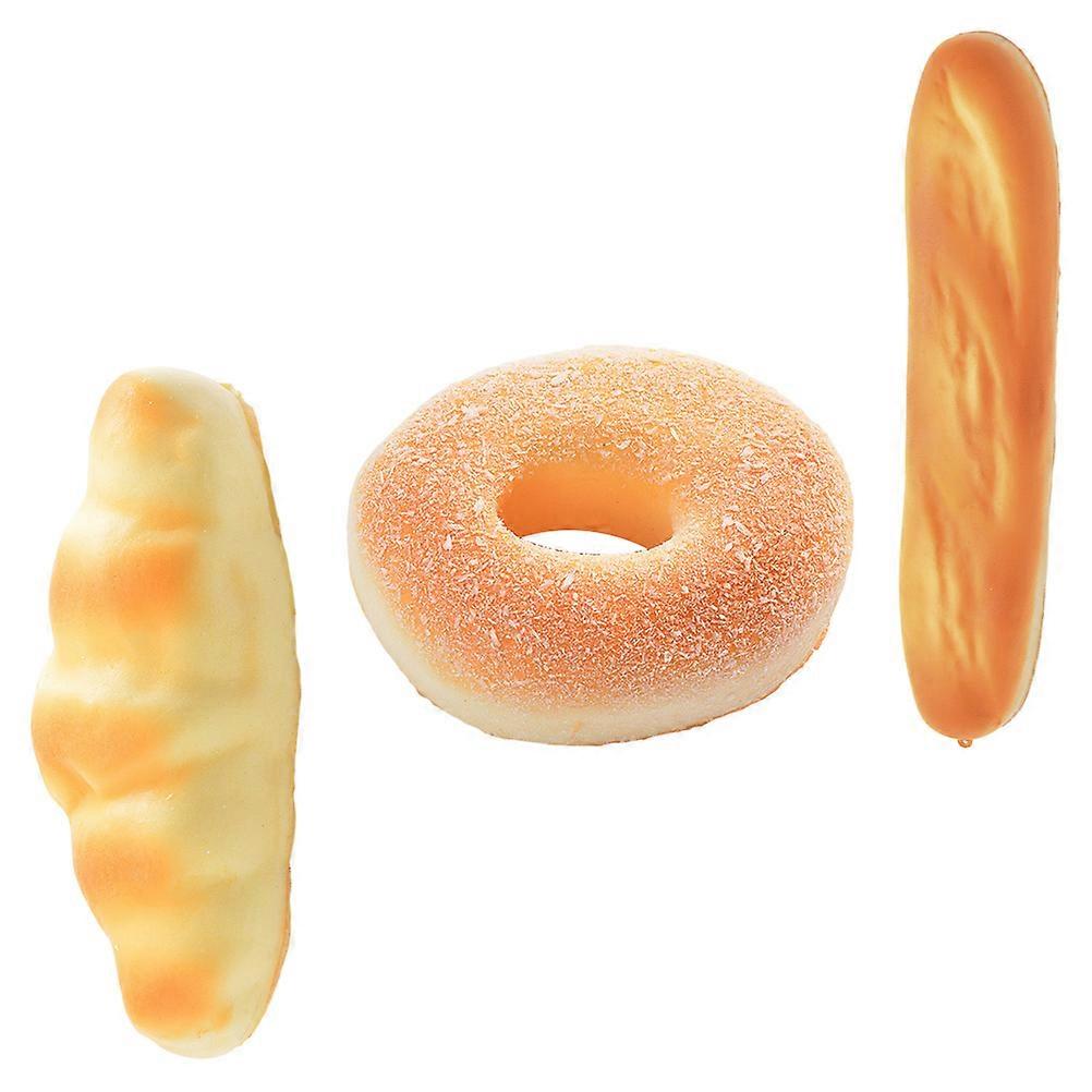 Creative Bread Model Bread Ornament for Home 3Pcs Orange PU Material