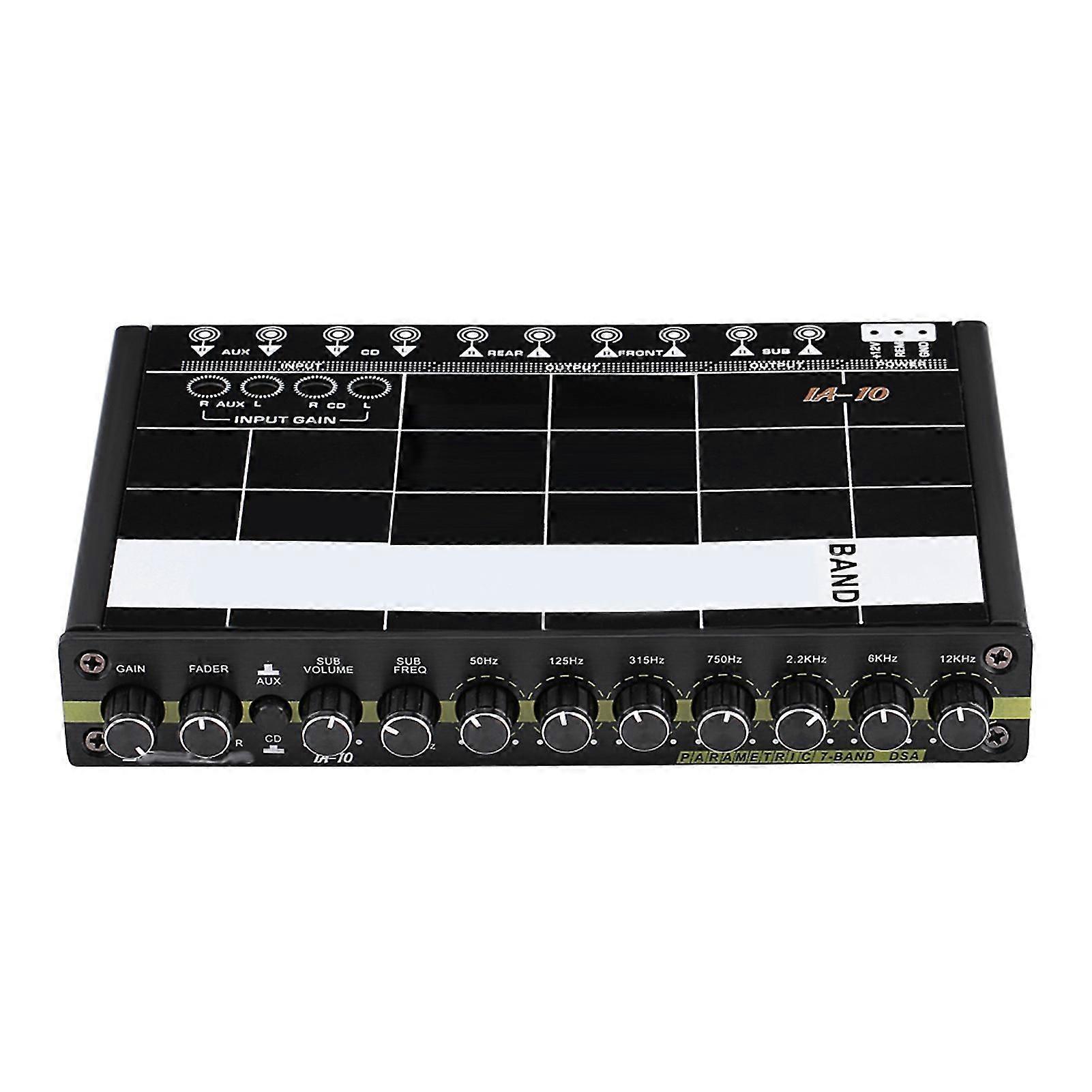 אקולייזר שמע רגישות גבוהה שחור אוניברסלי 7-band מעבד סטריאו דיגיטלי קרוסאובר לכלי-רכב