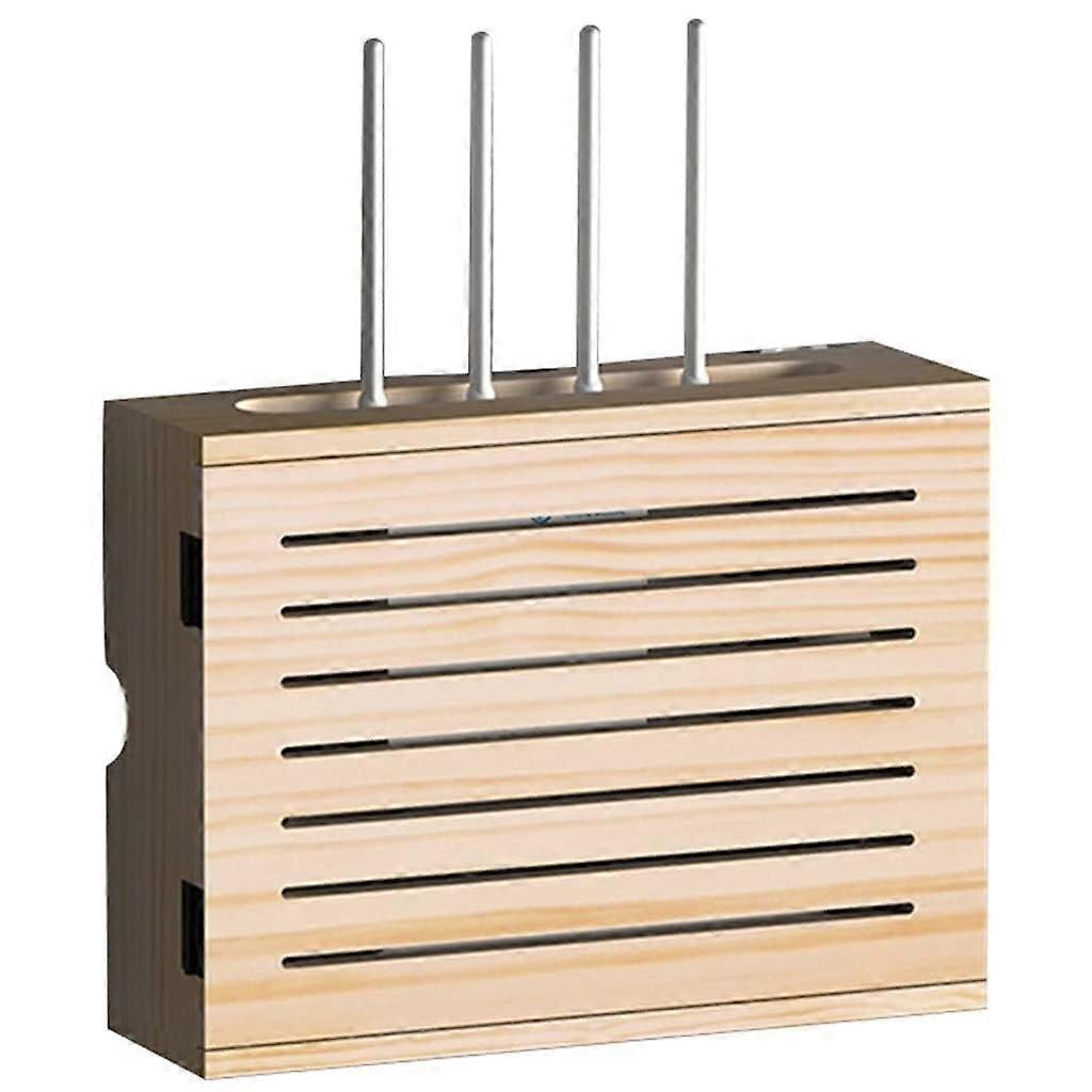 Wall Mounted Router Shelf with Cable Management, Floating Wooden Storage Box for Home and Office 42.5x32.5x10cm