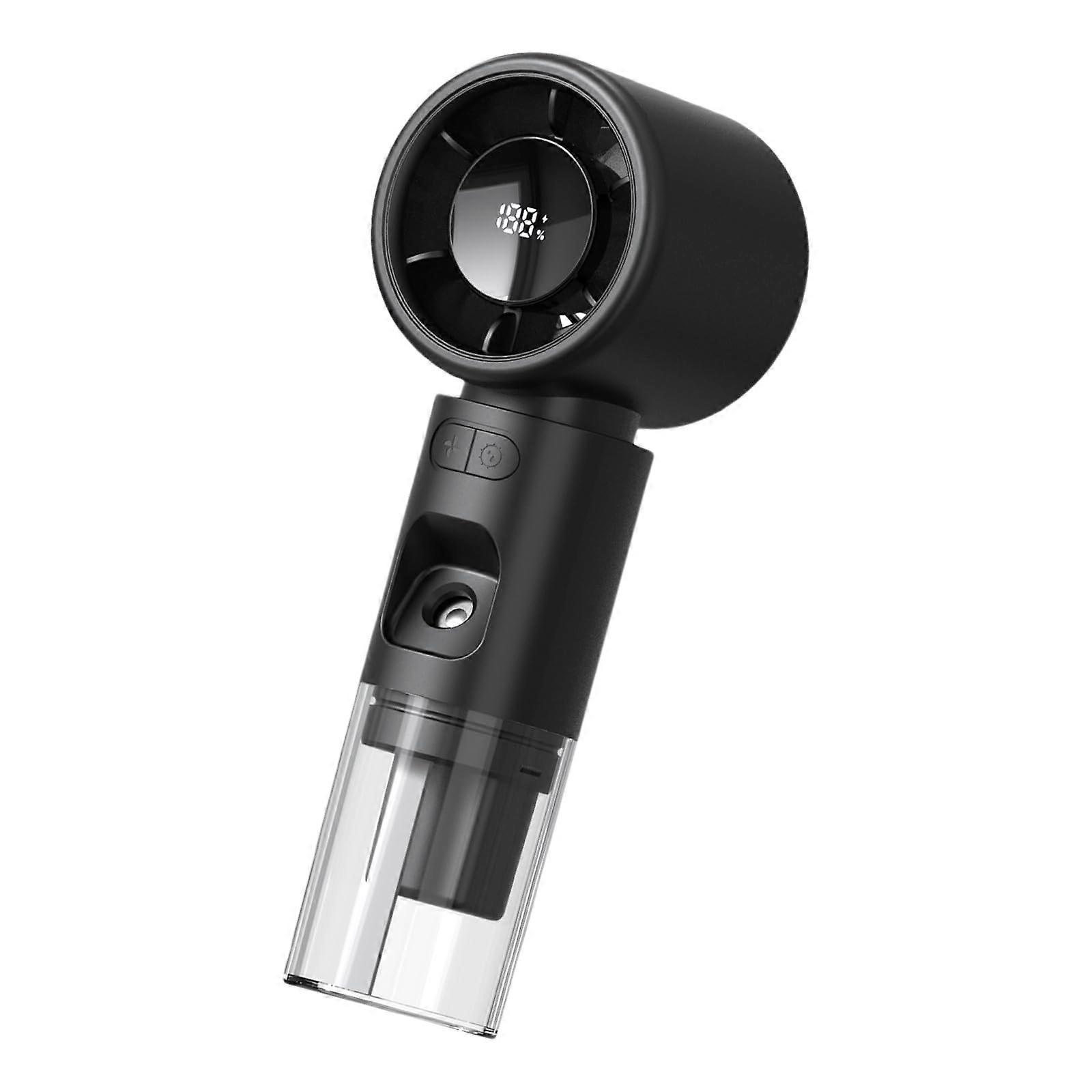 Handheld Misting Fan with LED Display, USB Rechargeable Cooling Spray, Adjustable Speeds, Black