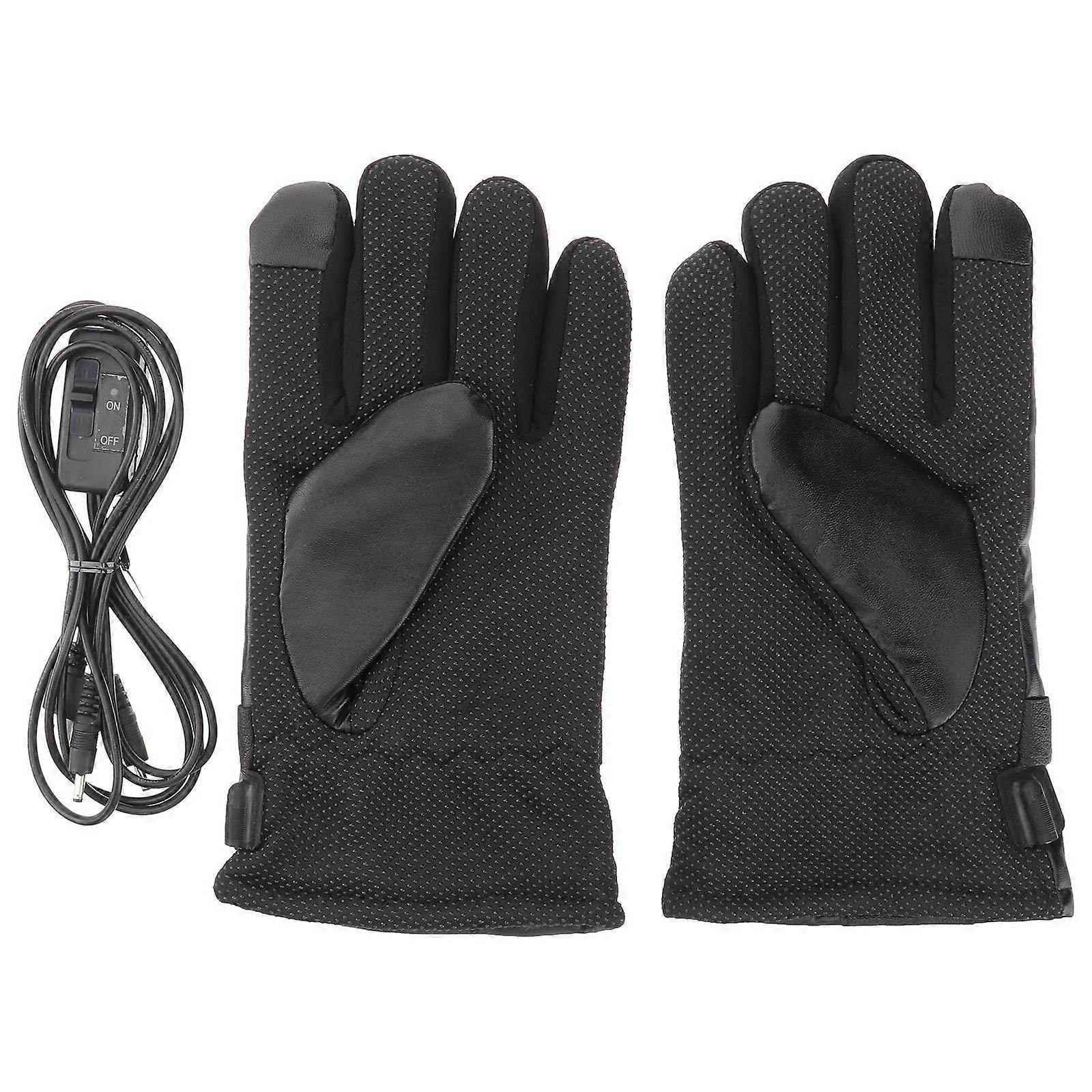 Electric Heated Gloves Riding Gloves with Touch Screen Function 1Pair Black