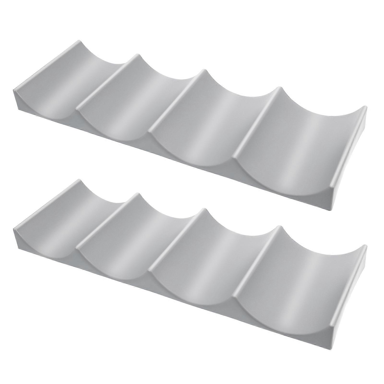 Display Rack 2Pcs Stackable Holders For Kitchen Counter And Bar Area In Grey Color Storage
