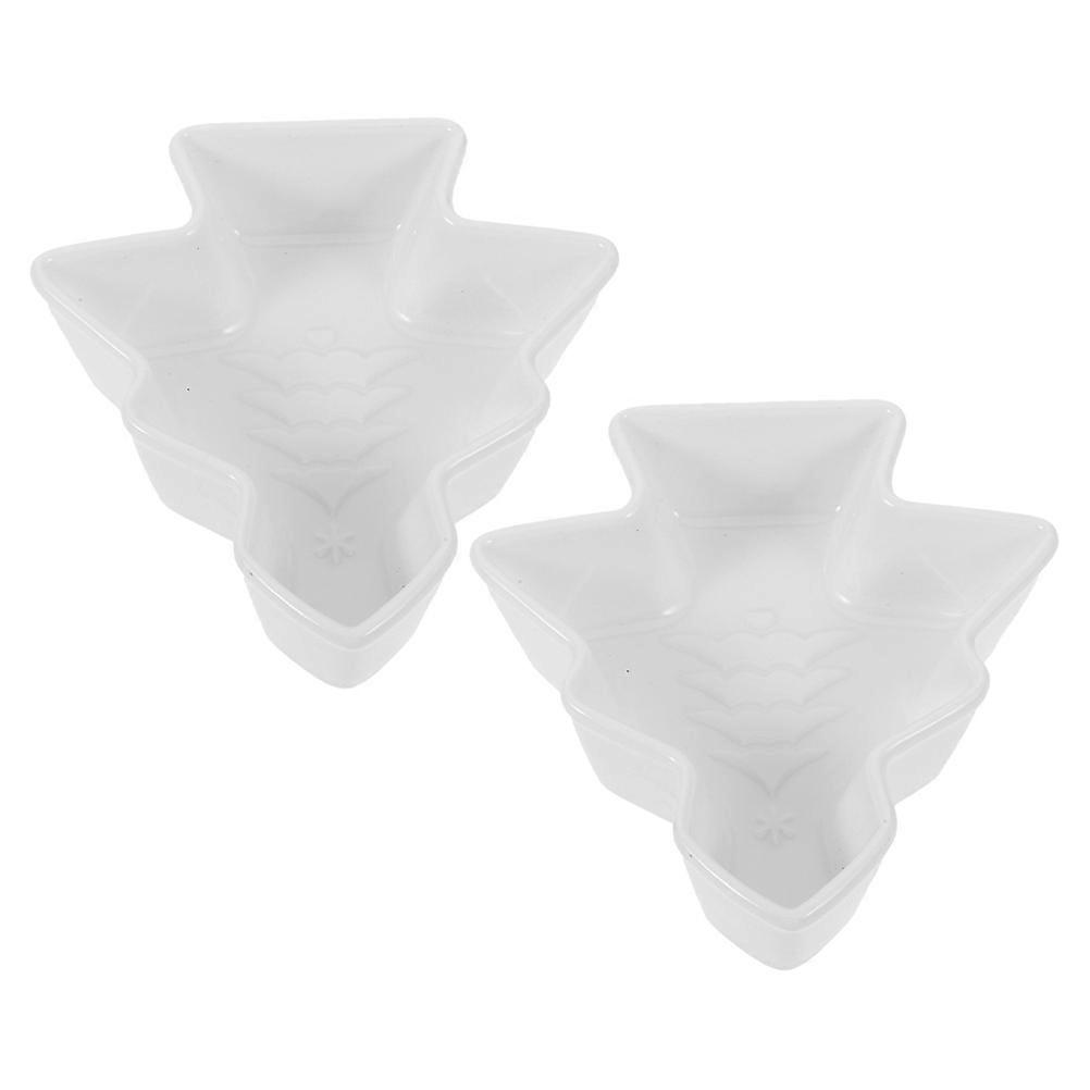 Ceramic Christmas Tree Shape Snacks Plate for Food Serving 2Pcs