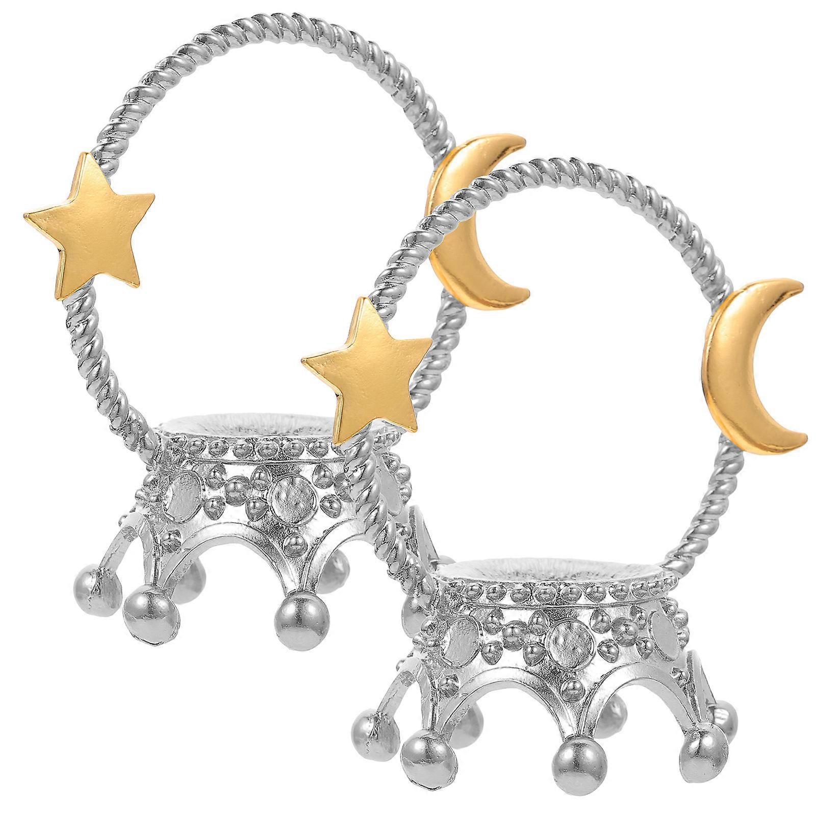 Exhibition Base Stand Crystal Ball Base for 2Pcs Silver Alloy Display