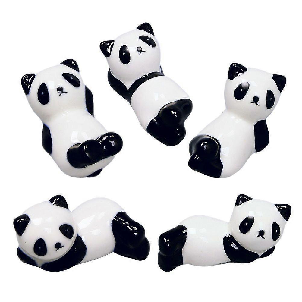 5Pcs Panda Chopsticks Rest Ceramic Flatware Holder Storage Rack (Random Style)