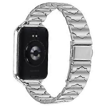 Bat Design Silver Watch Strap for Xiaomi Smart Band 9 Pro/8 Pro Stainless Steel Adjustable Band with