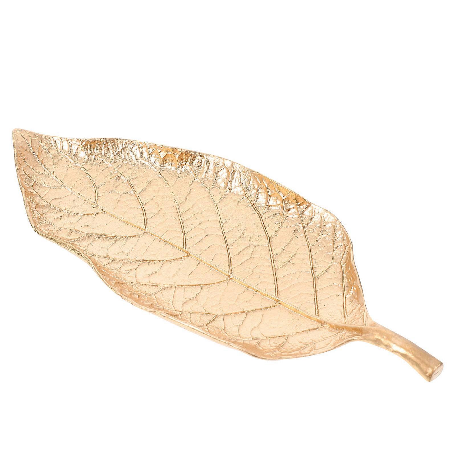 Golden Jewelry Tray Decorative Leaf Shaped Tray for Practical Storage 2Pcs