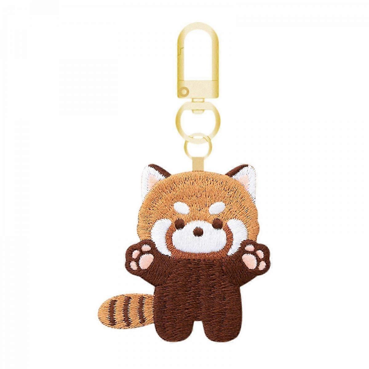 Cute Red Panda Embroidered Keychain, Christmas Gift