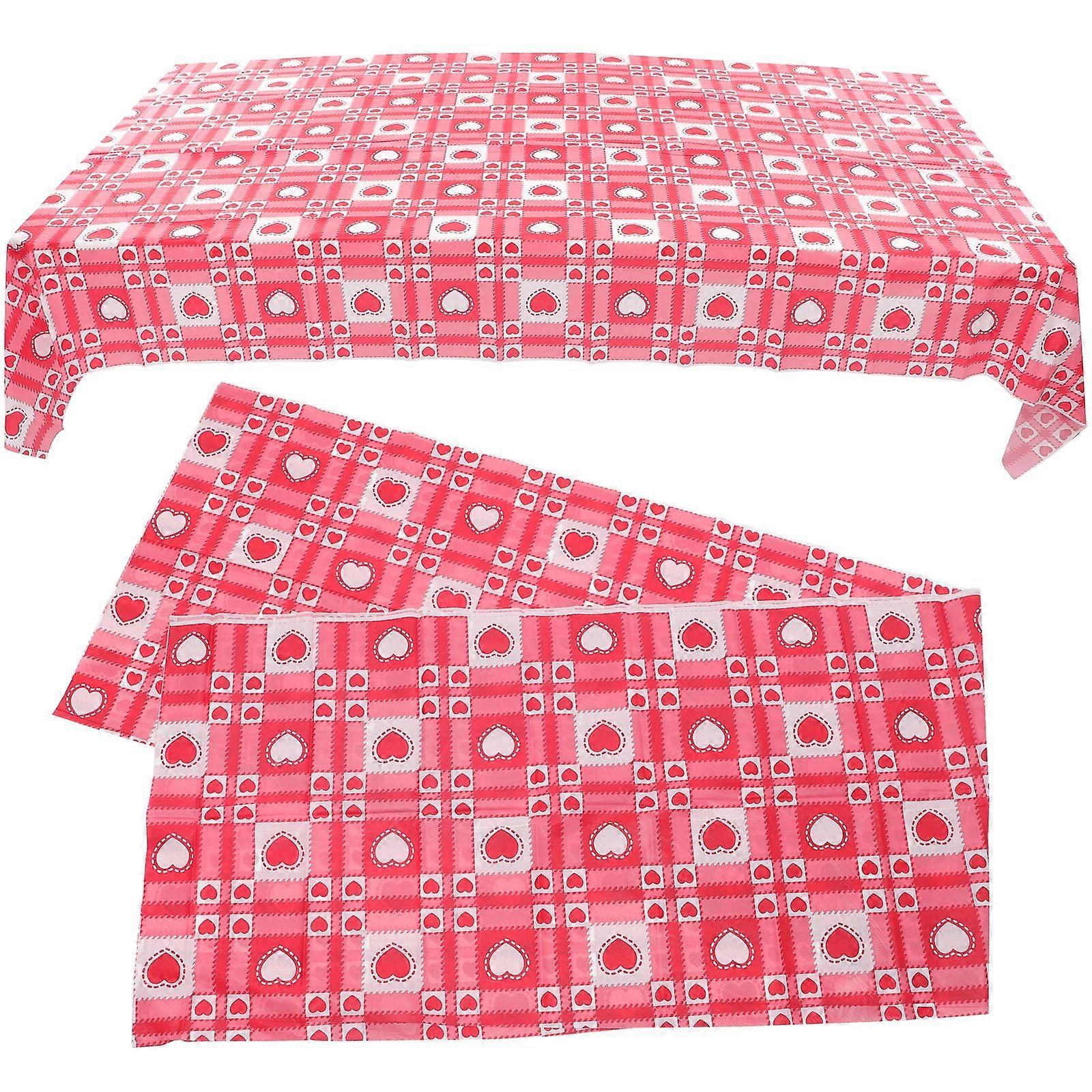 2pcs Disposable Tablecloth Decorative Plastic Table Cover Valentine Tablecloth