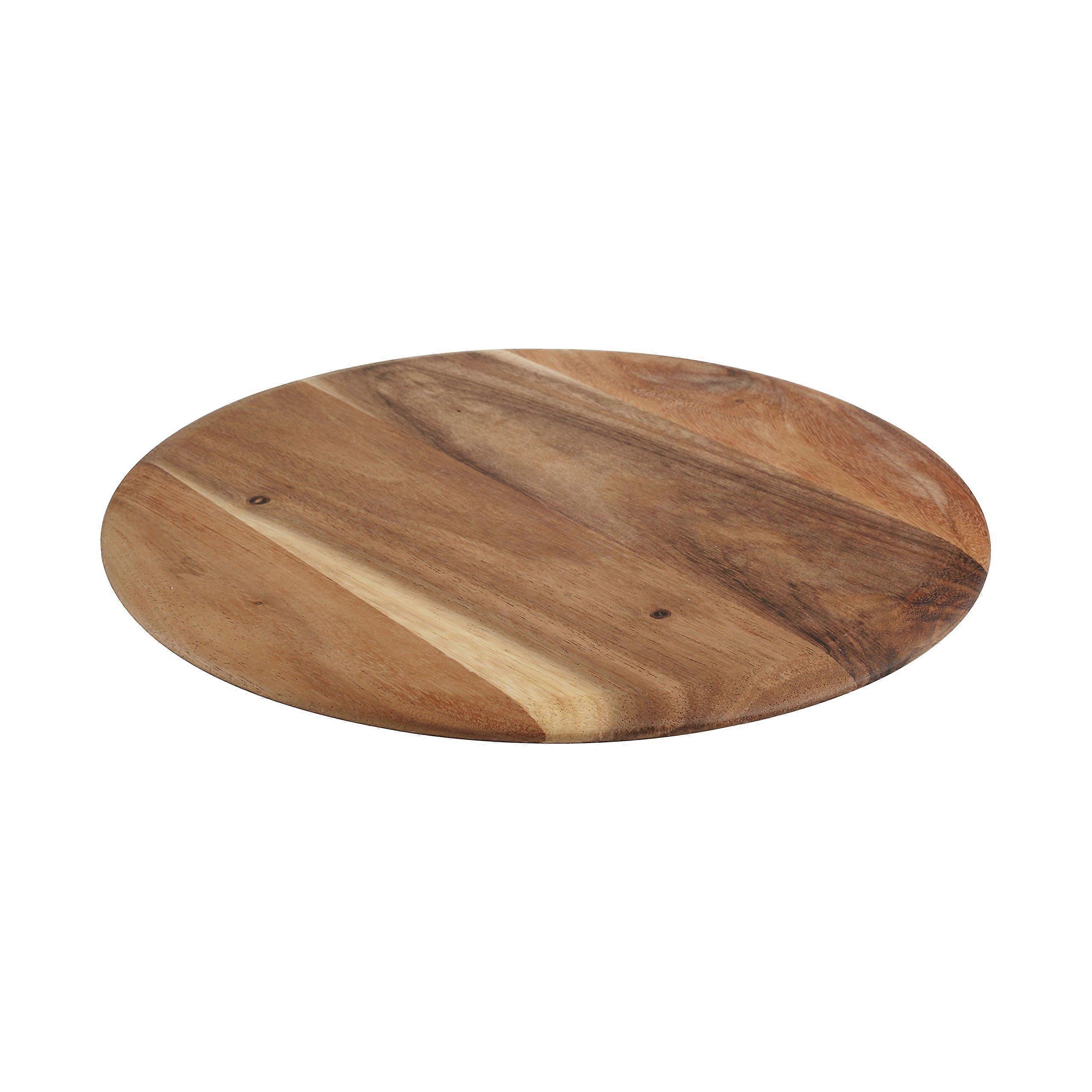 Pizza Serving Board Rustic Acacia Wood 35cm Round Platter for Cutting and Serving