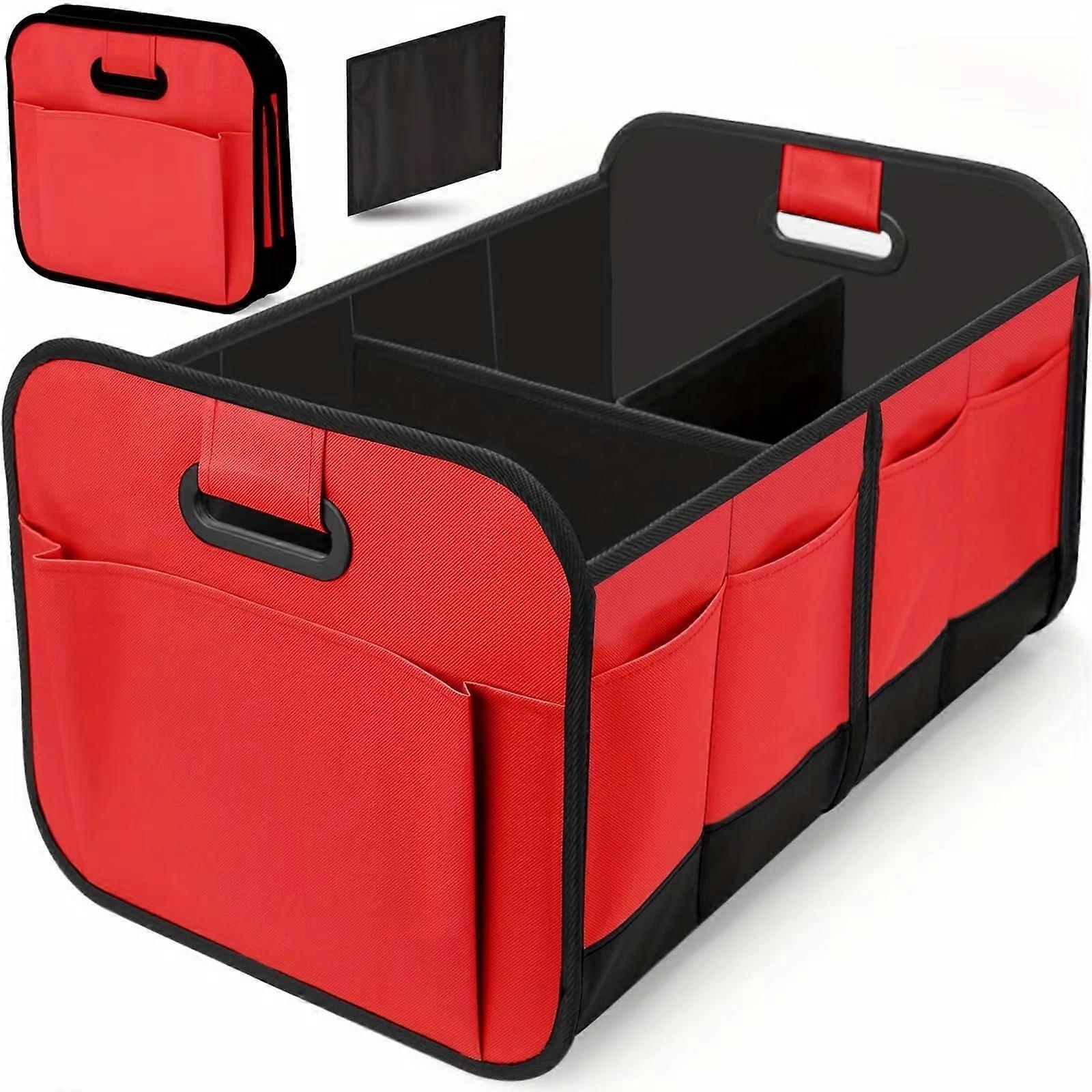 Car Boot Organiser for Citroen C4 Waterproof Durable Multi Compartment Foldable Storage Bag Red