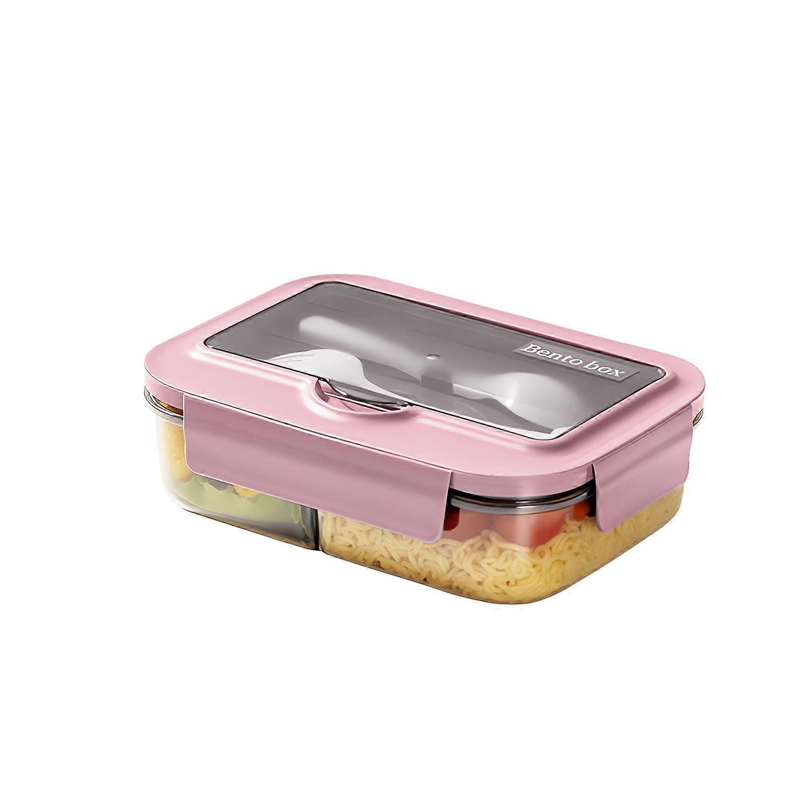 Leak Proof Bento Lunch Box 1000ml Microwave Safe 2 Compartments BPA Pink