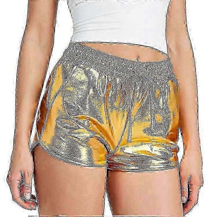 Women's Metallic Shiny Shorts Sparkly Elastic Drawstring Shorts
