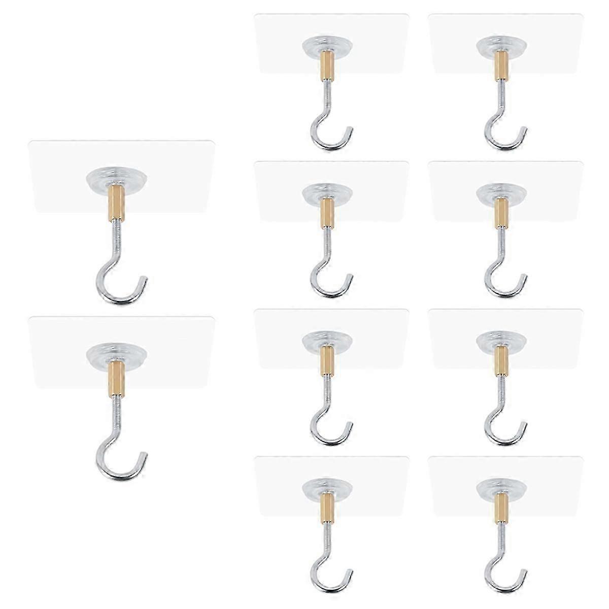 Adhesive Ceiling Hooks,10Pack Ceiling Hanger Hooks,Sticky Ceiling Hooks Hold 5kg,Hooks compatible Hanging P