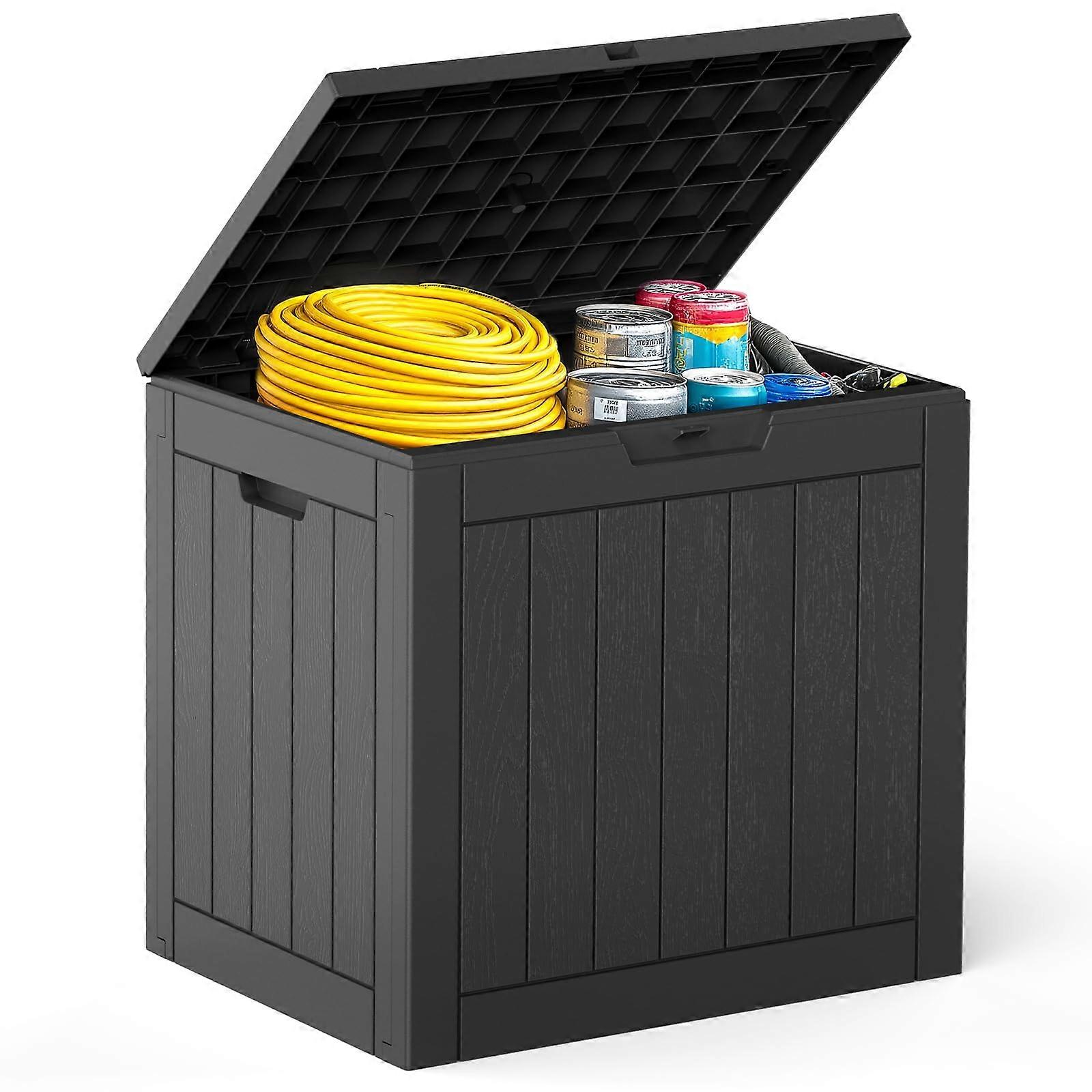 31 Gallon Outdoor Storage Box, Lockable Waterproof Deck Box Bench for Patio Garden