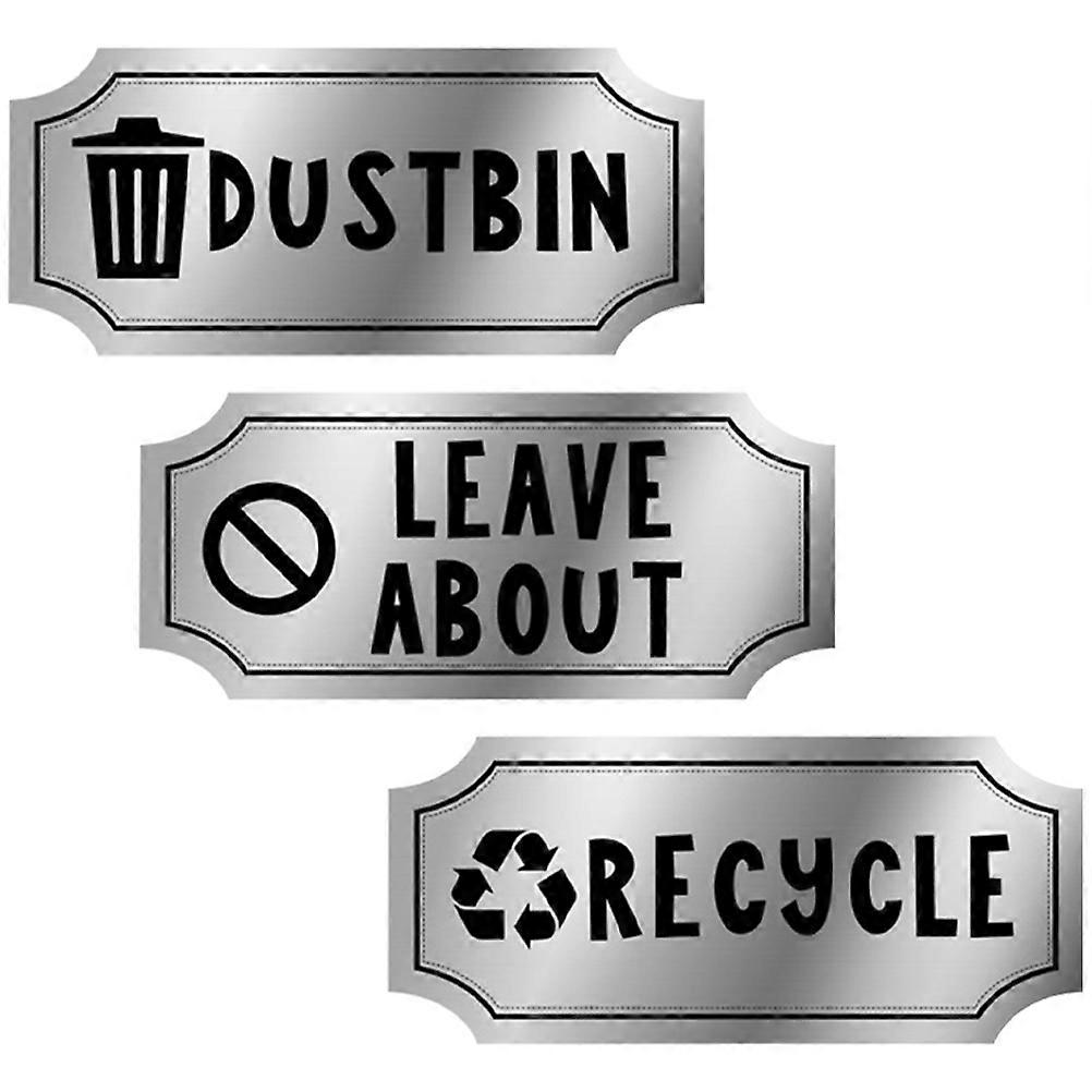 Yard Waste Sticker Dustbin Stickers for Garbage Sorting 2Sets PVC Silver
