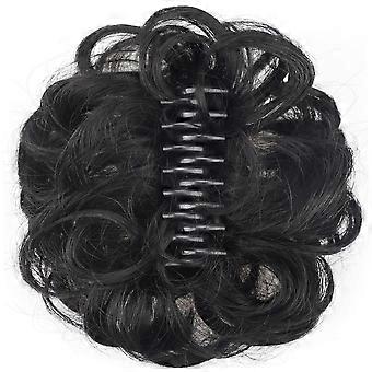 Hair Bun Clip for Women, Adjustable Claw Messy Bun Hair Piece with NoSlip Grip, Natural Black