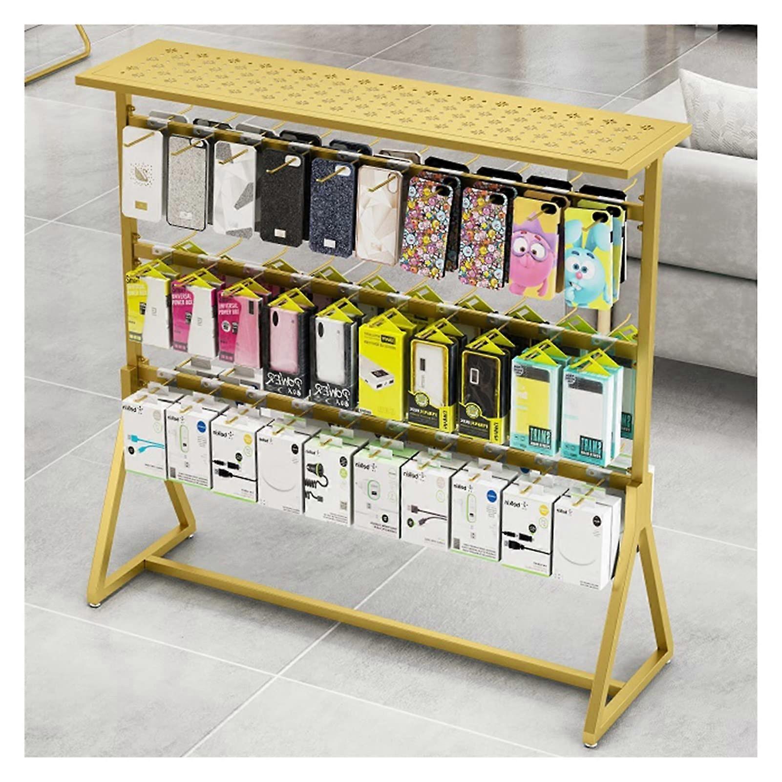 Wrought Iron Clothing Display Rack with MultiSize Hooks, Stable Triangle Base for Retail Store