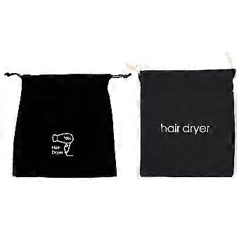 2Pcs Sèche-cheveux Sac de rangement Toile Étanche à l’eau Pochette anti-poussière Support de sèche-cheveux