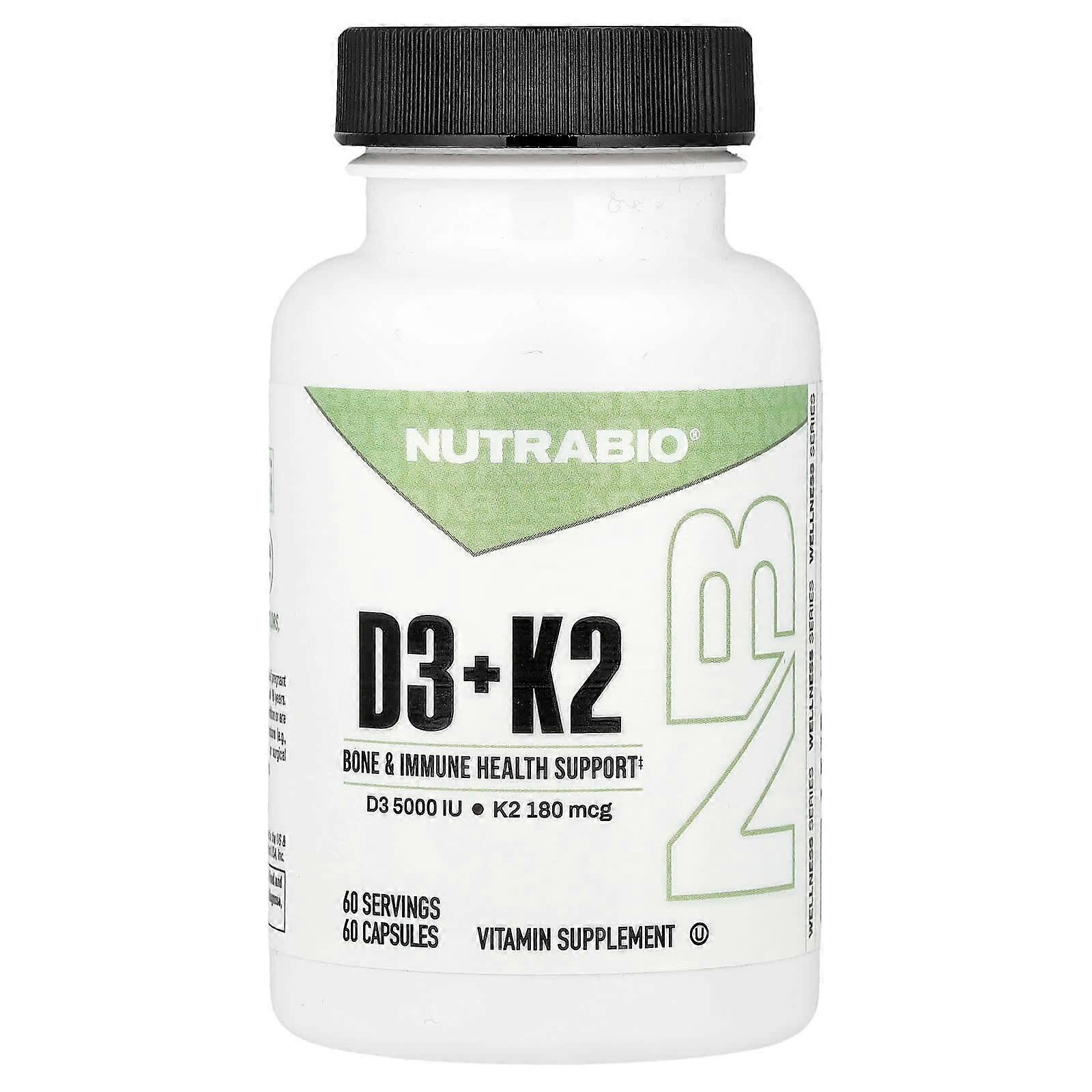 Nutrabio Labs, D3 K2, 60 Veggie Capsules