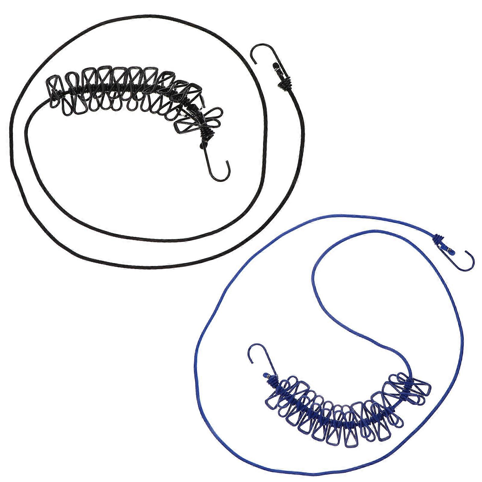 Stretchable Clotheslines Outdoor Clothes Drying Ropes Windproof 2Pcs