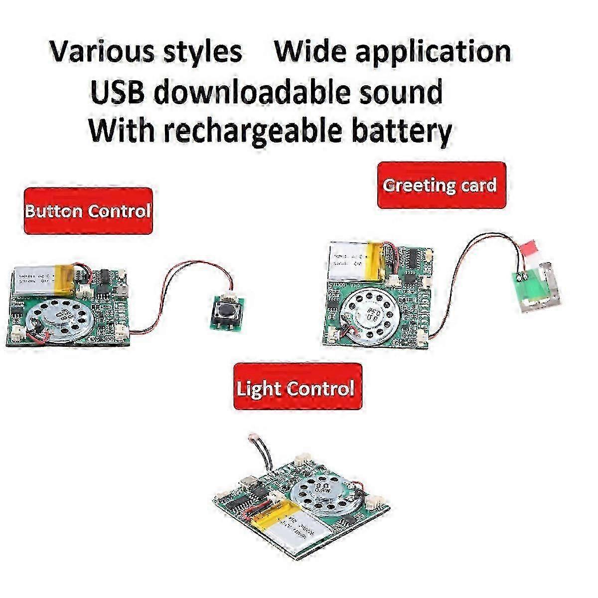 USB Recording Music Module Greeting Card, light control