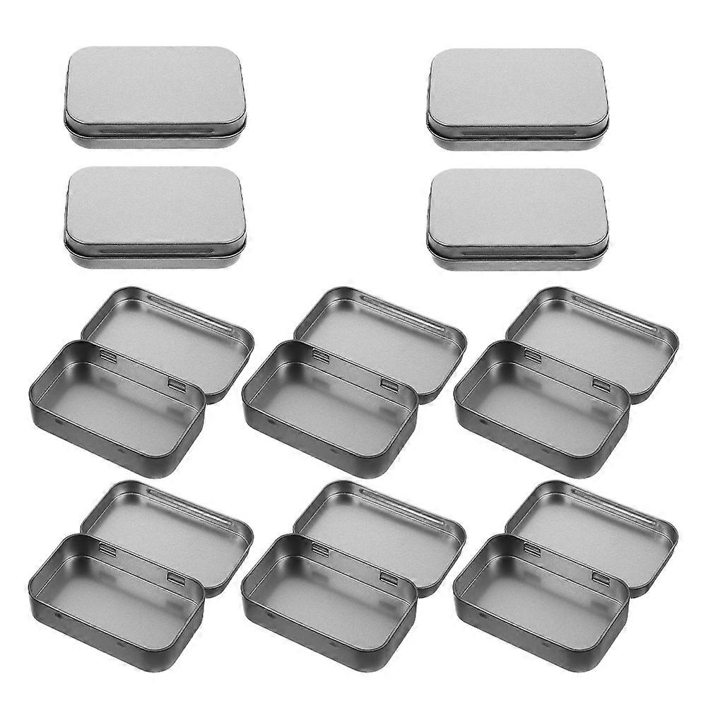 10Pcs Silver Tinplate Metal Box for Storage Small Rectangular Hinged Containers