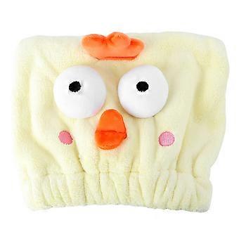 1Pc Koraal Fleece Douche Cartoon Mooie Badkamer Haar-Drogen Geel